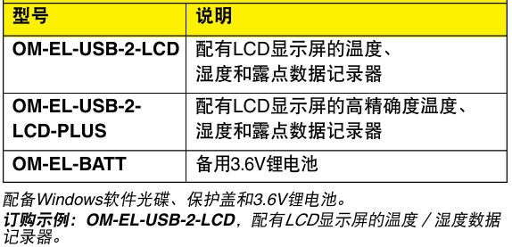 OMEGA奧米佳 OM-EL-USB-2-LCD溫度、濕度和露點數(shù)據(jù)記錄器 配有LCD顯示屏參數(shù)